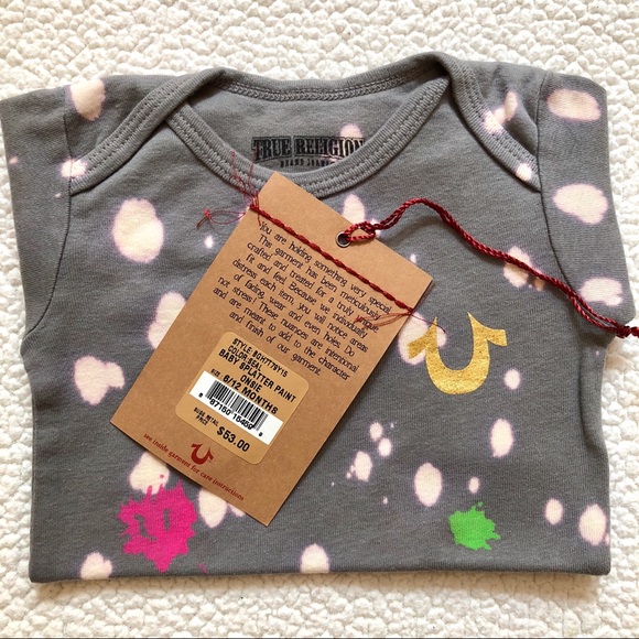 True Religion Baby Splatter Paint Onesie 6 - 12 Mo - Picture 3 of 6